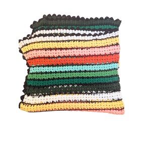 Crochet Afghan Blanket Throw Colorful Stripes‎ Granny Square Knit 64x61